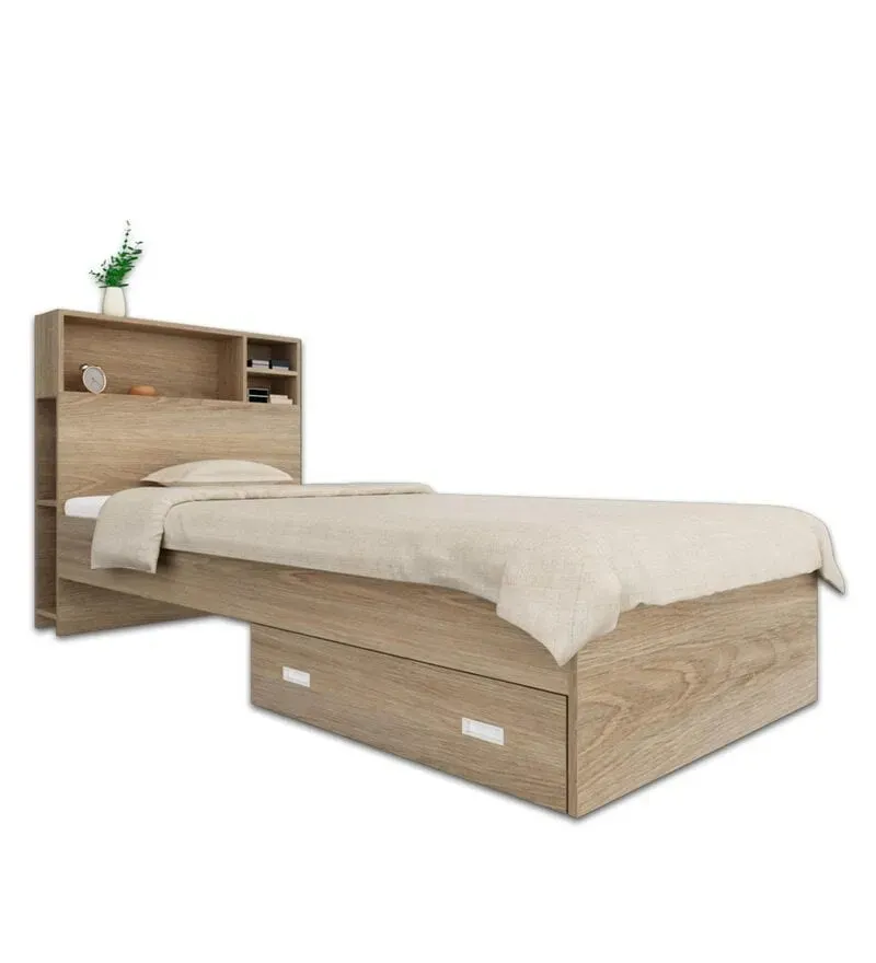 Soltera Single Bed in Oak Finish with Drawer Storage.jpg4.webp