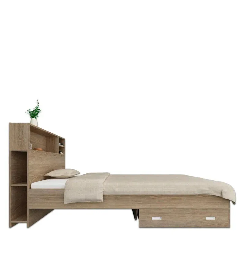 Soltera Single Bed in Oak Finish with Drawer Storage.jpg6.webp