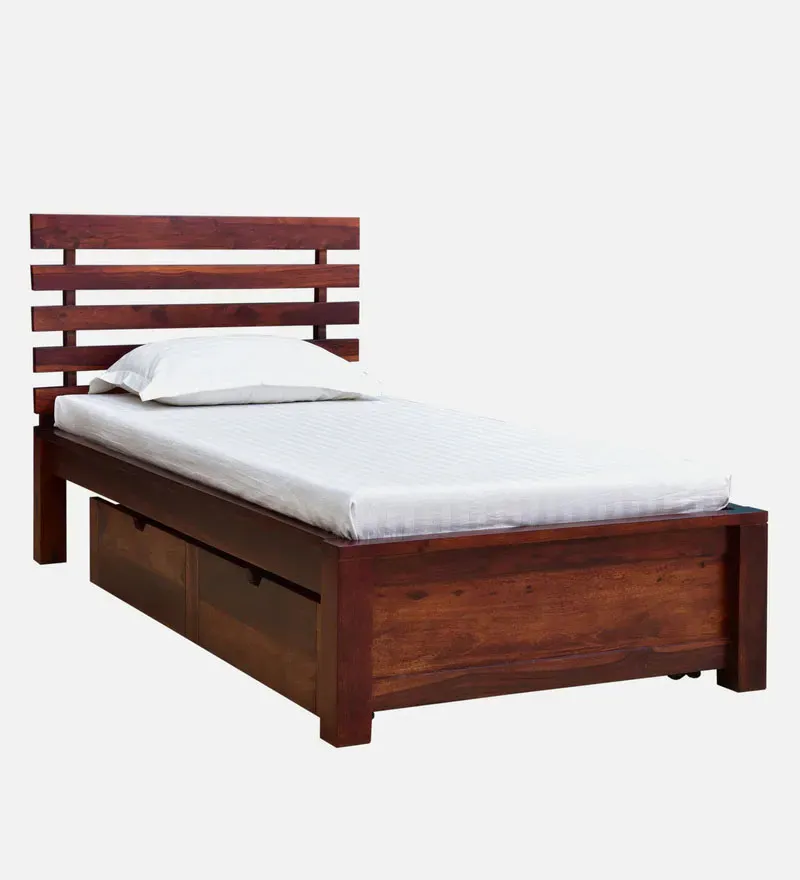Stigen Sheesham Wood Single Bed With Drawer Storage In Honey Oak Finish.jpg2.webp