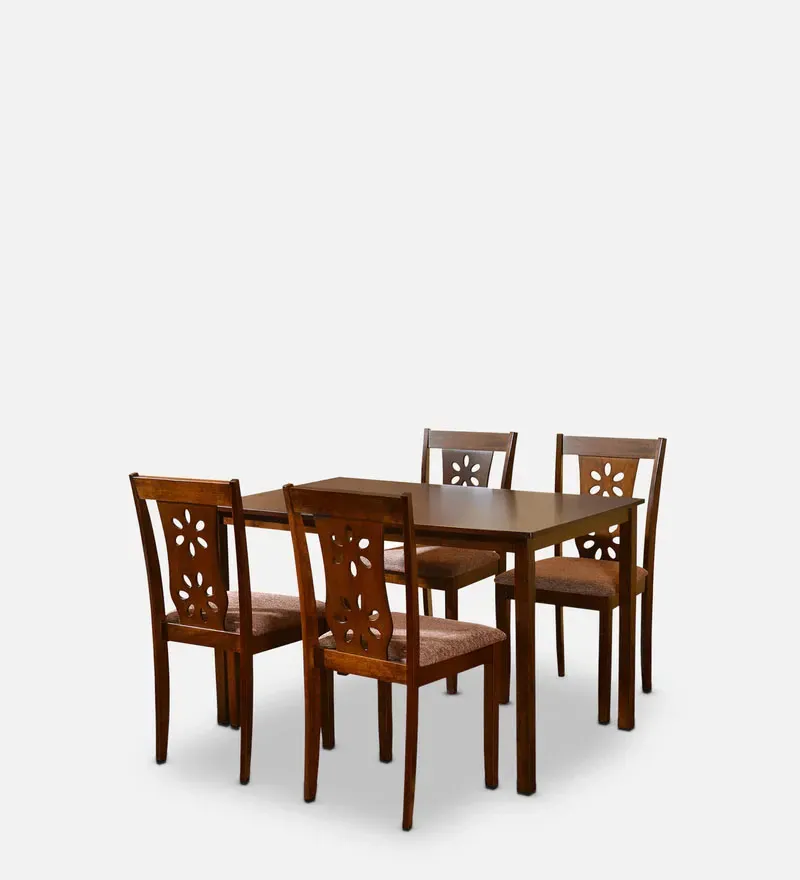 Sutlej Solid Wood 4 Seater Dining Set in Antique Cherry Finish.webp