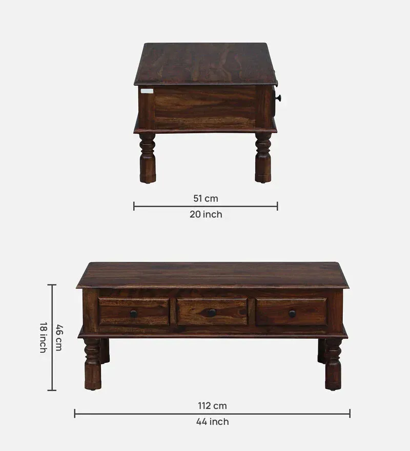 Takhat Sheesham Wood Coffee Table In Provincial Teak Finish With Drawer.jpg1.webp