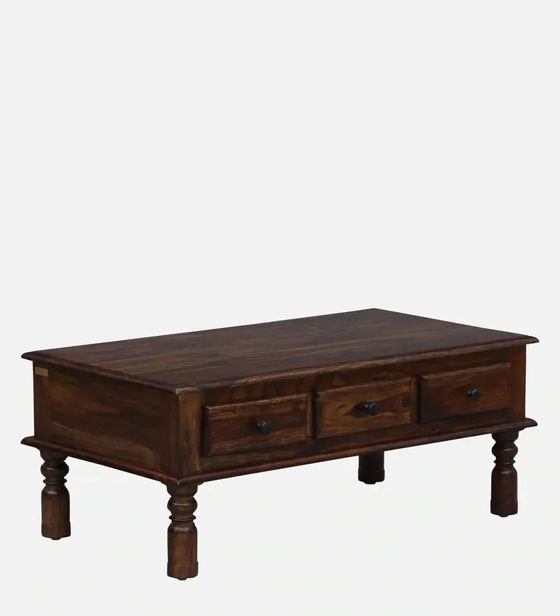 Takhat Sheesham Wood Coffee Table In Provincial Teak Finish With Drawer.jpg2.webp