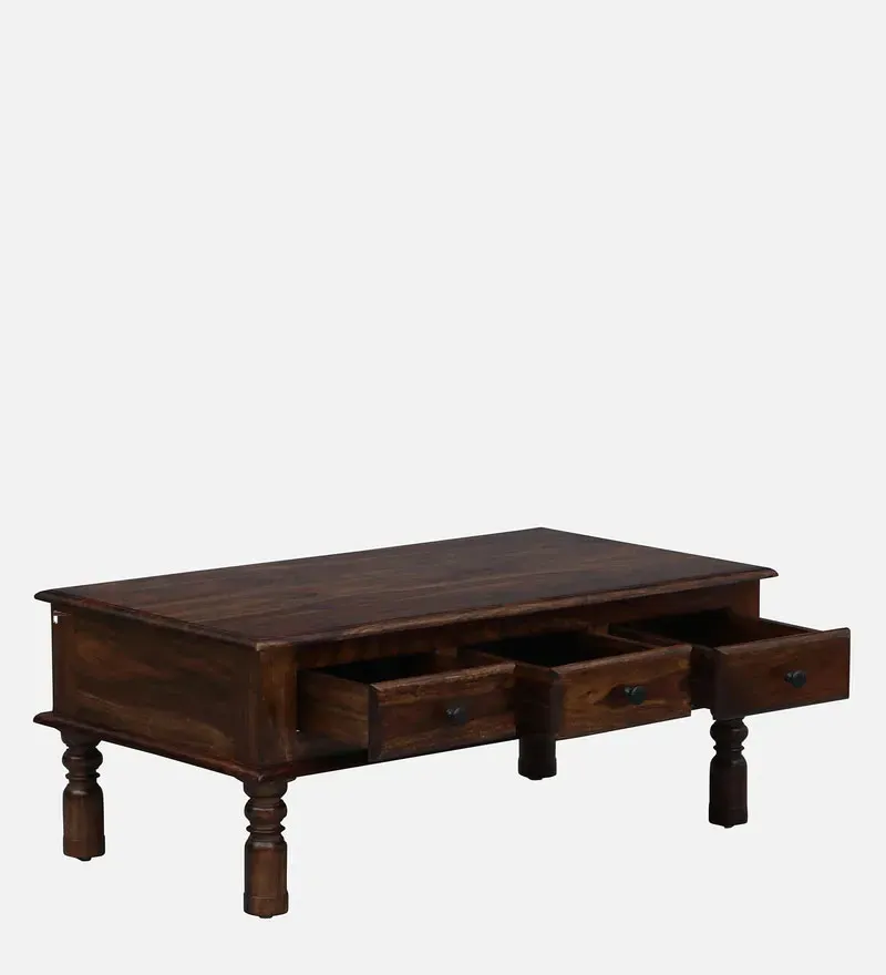 Takhat Sheesham Wood Coffee Table In Provincial Teak Finish With Drawer.jpg6.webp