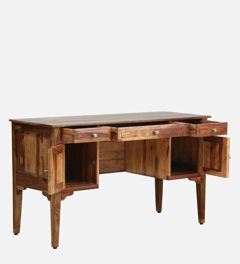 Tovilo Solid Wood Writing Table In Rustic Teak Finish4.jpg