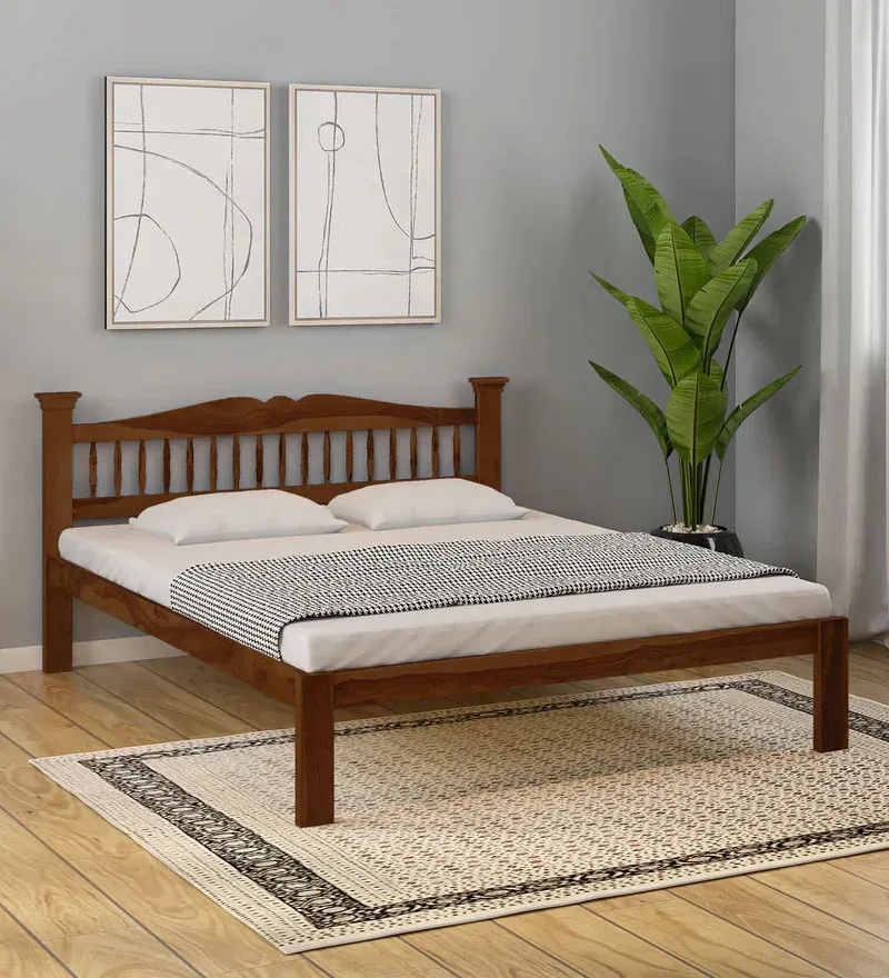 Uttara Sheesham Wood King Size Bed In Provincial Teak Finish.webp