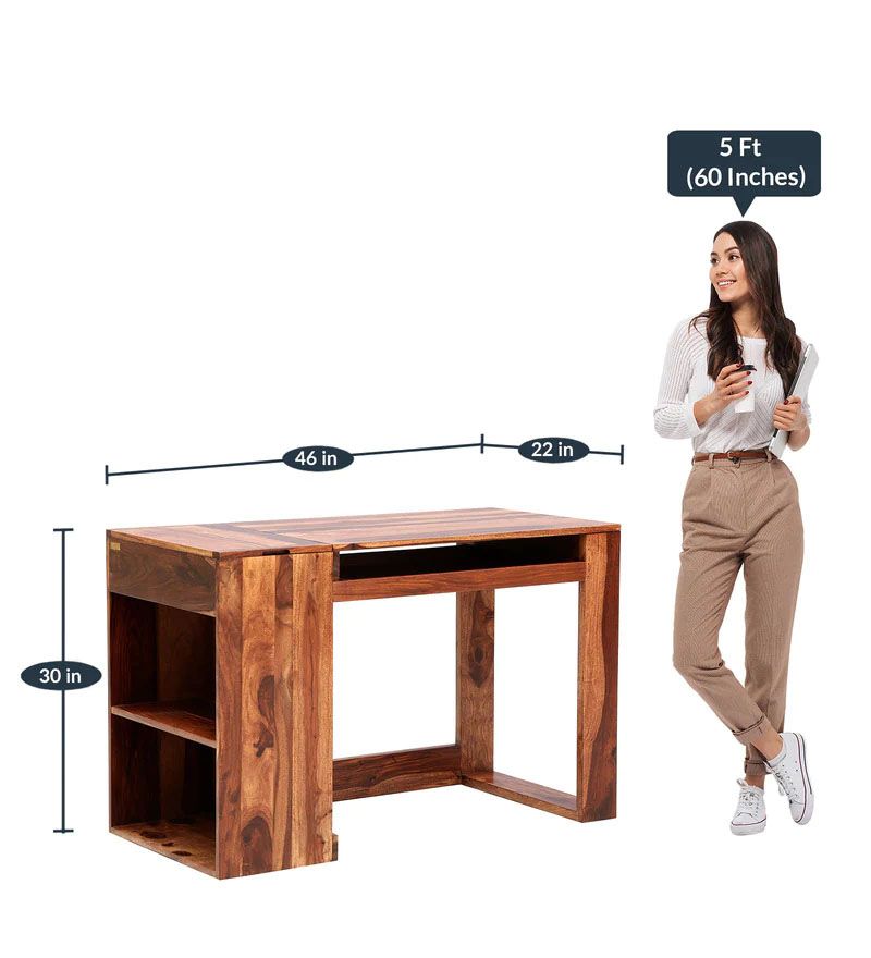 Waldo Solid Wood Writing Table In Rustic Teak Finish2.jpg