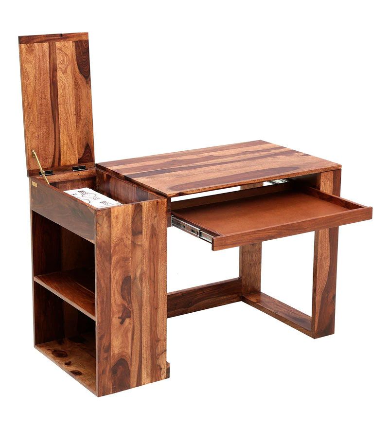 Waldo Solid Wood Writing Table In Rustic Teak Finish6.jpg
