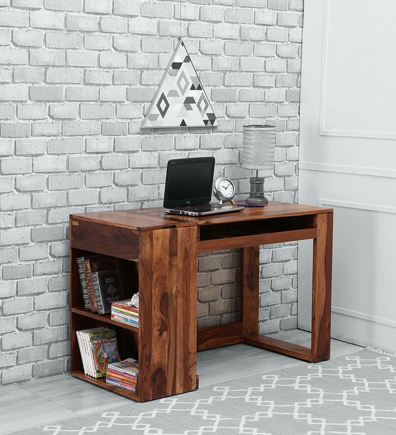 Waldo Solid Wood Writing Table In Rustic Teak Finish.jpg