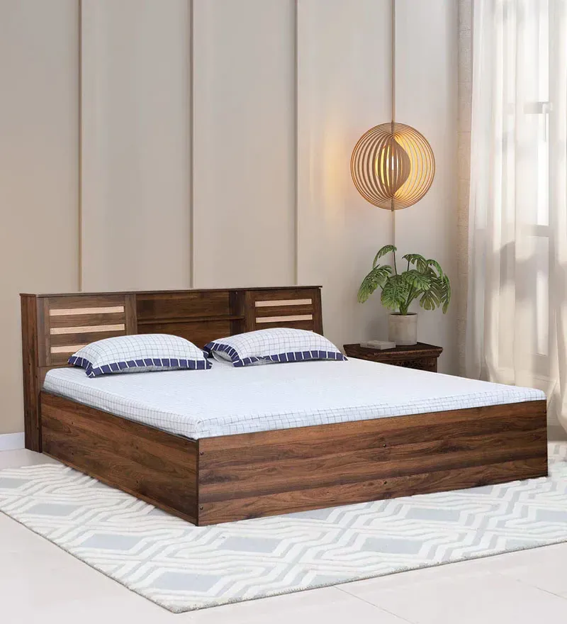 Waltz King Size Bed in Walnut Finish with Box Storage.webp