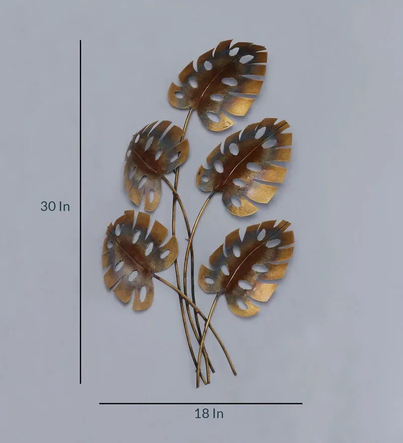 Wrought Iron Big Leaf Wall Art In Copper.jpg2.webp