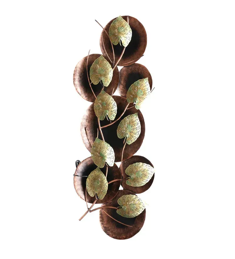 Wrought Iron Decorative Leaf Wall Art With Led In Gold.jpg2.webp