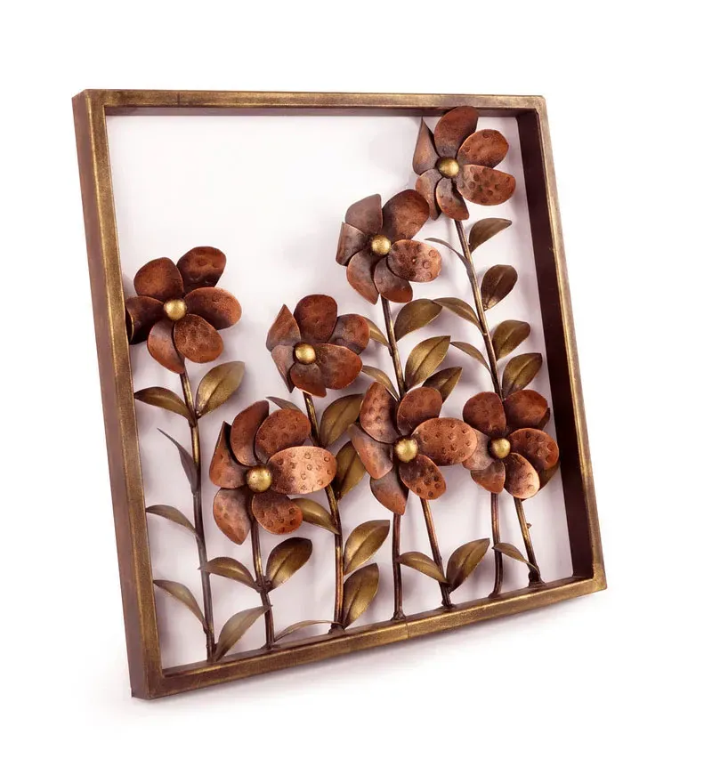 Wrought Iron Framed Leaf Wall Art In Copper.jpg3.webp