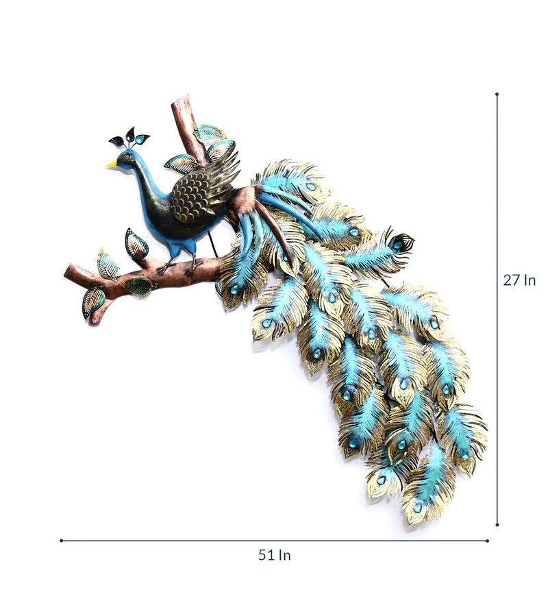 Wrought Iron Peocock Wall Art With Led In Blue.jpg2.jpg