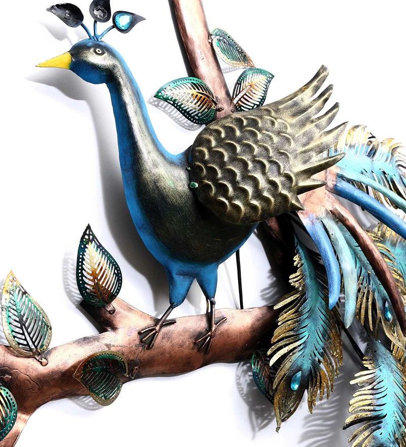 Wrought Iron Peocock Wall Art With Led In Blue.jpg4.jpg