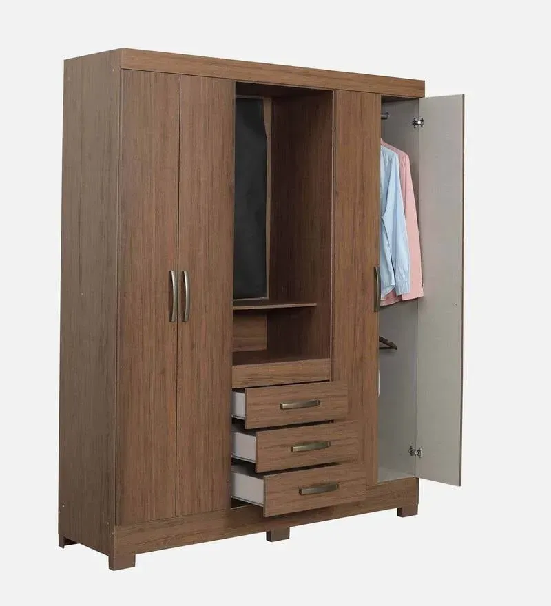 Zamami 4 Door Wardrobe in Brown Oak Finish with Mirror.jpg4.webp