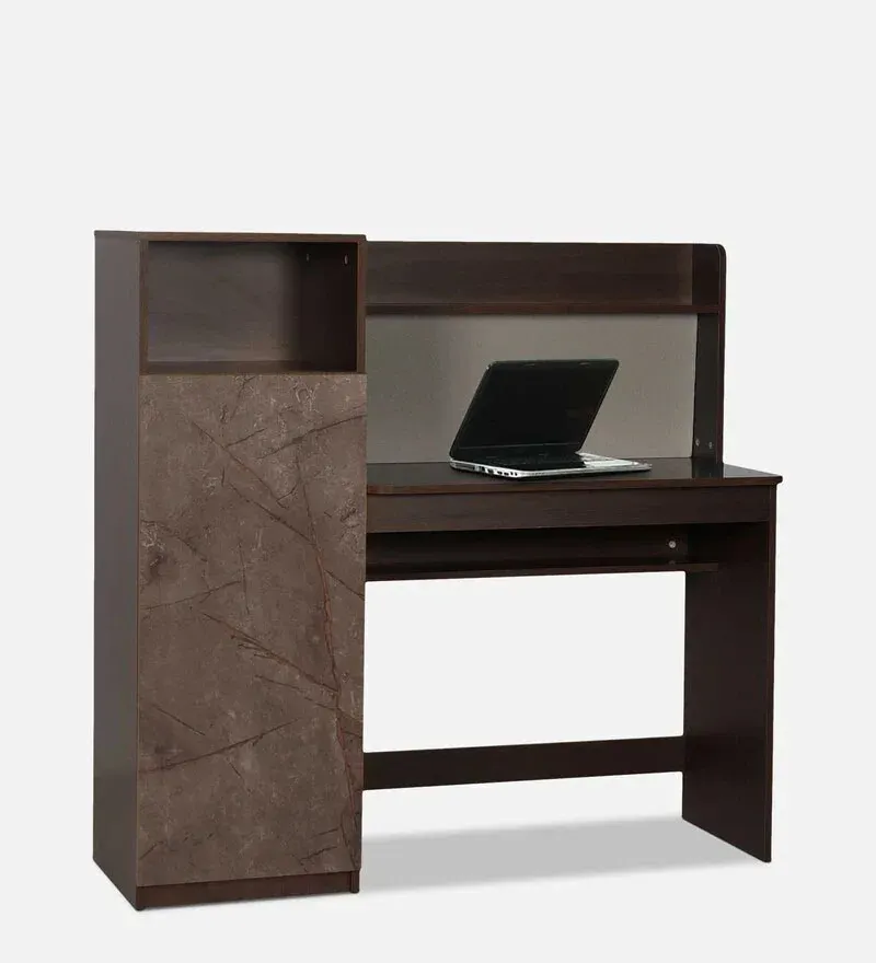 Zen Hutch Desk in Marble & Walnut Finish.webp