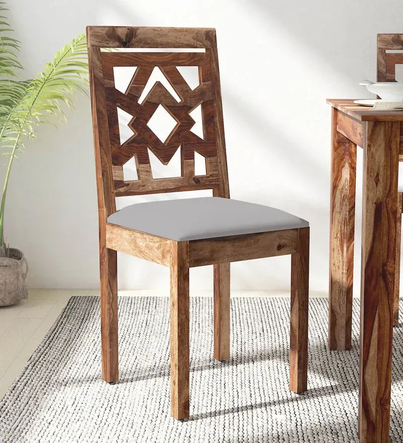 Zeven Sheesham Wood Dining Chair In Rustic Teak Finish (Set Of 2).webp